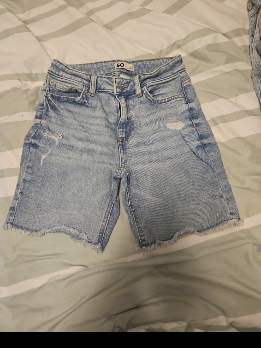 SO Light Blue Distressed Denim Shorts